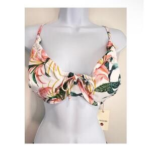 ArteSands April Spritz White Degas Bikini Top Sz 20 Floral Botanical Swim  D-G